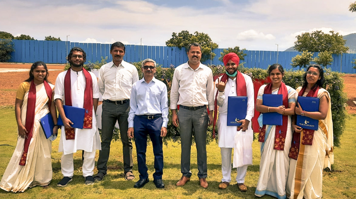 Mathematics Department 2016-21: (left to right) Sayoojya Prakash, Myself, Dr. Subhash B, Prof. Nagaraj D S, Dr. Venketasubramanian C G, Ramveer singh, VC Thamarai Valli and Riya P Mamachan. ( Arathy Venugopal and Akshara Vincent were absent during the event)